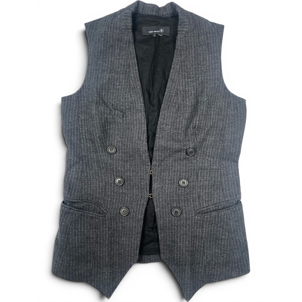 Isabel Marant Grey Pinstripe Wool Vest Size 1